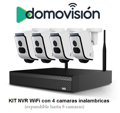 KIT NVR WIFI Domovisión con 4 cámaras (expandible hasta 8 cámaras)